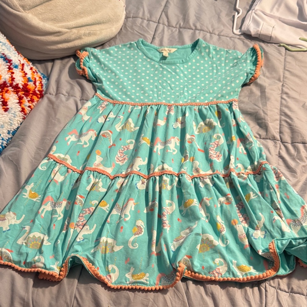 Matilda Jane Teal Carousell Print Kids Dress